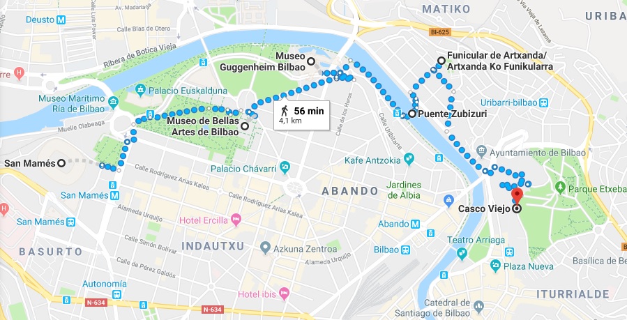 Qué ver en Bilbao en un día-Mapa de Bilbao